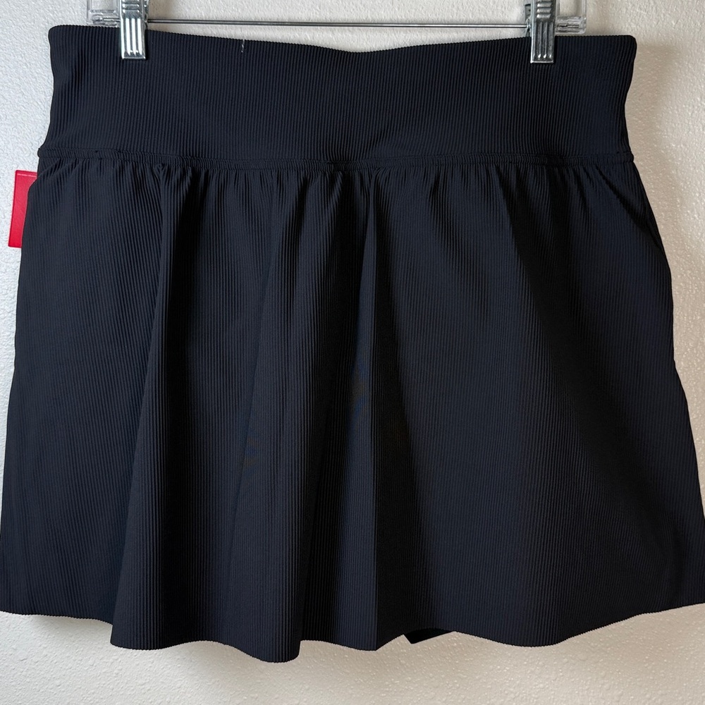 SPANX Get Moving Contour Rib Front Slit Skort 1X Very Black Sporty Tennis NEW - Picture 10 of 17